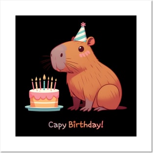 Cappy Capy Birthday Capybara Posters and Art